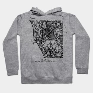 MANILA PHILIPPINES BLACK CITY STREET MAP ART Hoodie